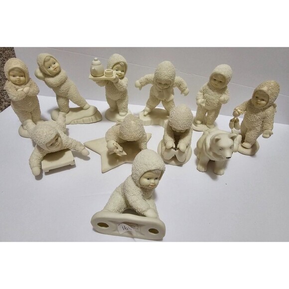 Lot Of 11 Department 56 Snow babies Porcelain Gift Decor